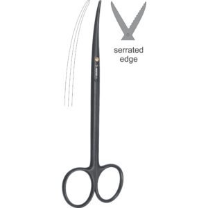 Metzenbaum Operating Scissors, T.C Super Cut Black Titanium Coated # 1, B/B, curved, 14cm