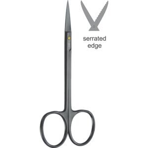 Iris Scissors T.C Super Cut Black Titanium Coated large rings, straight, 11.5cm